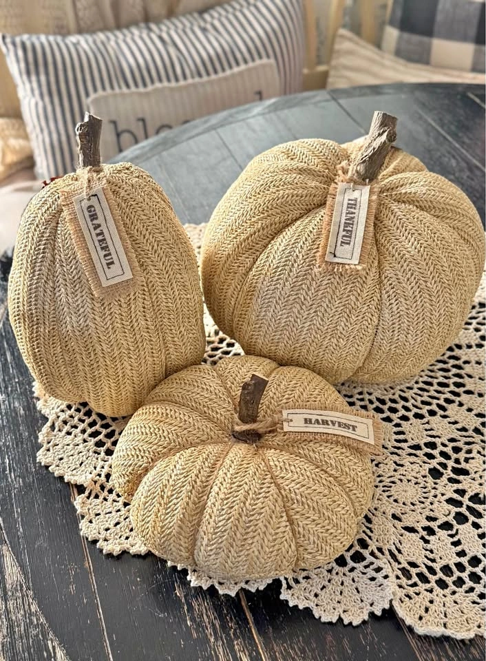 Set of 3 Rustic Farmhouse Pumpkins