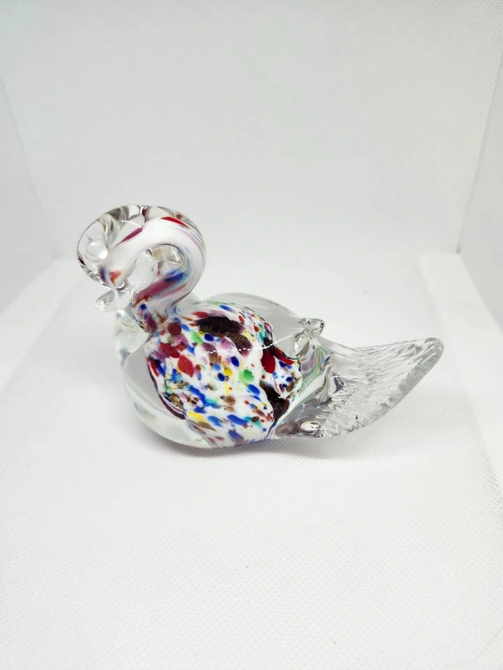 Vintage Hand Blown Clear Glass Swan Paperweight Decor - photo 2