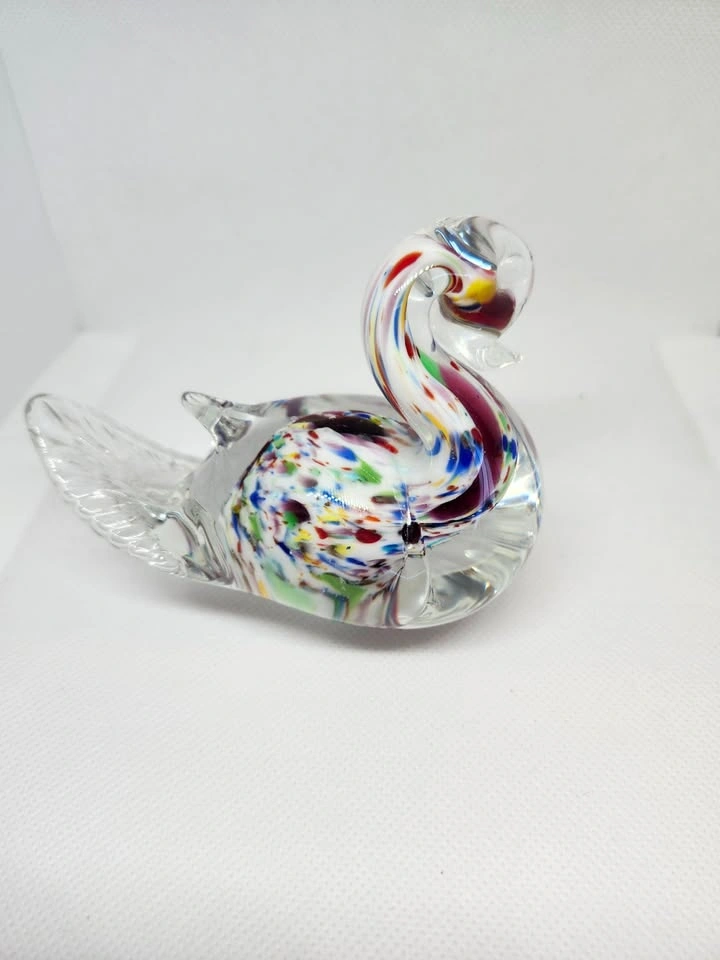 Vintage Hand Blown Clear Glass Swan Paperweight Decor - photo 4