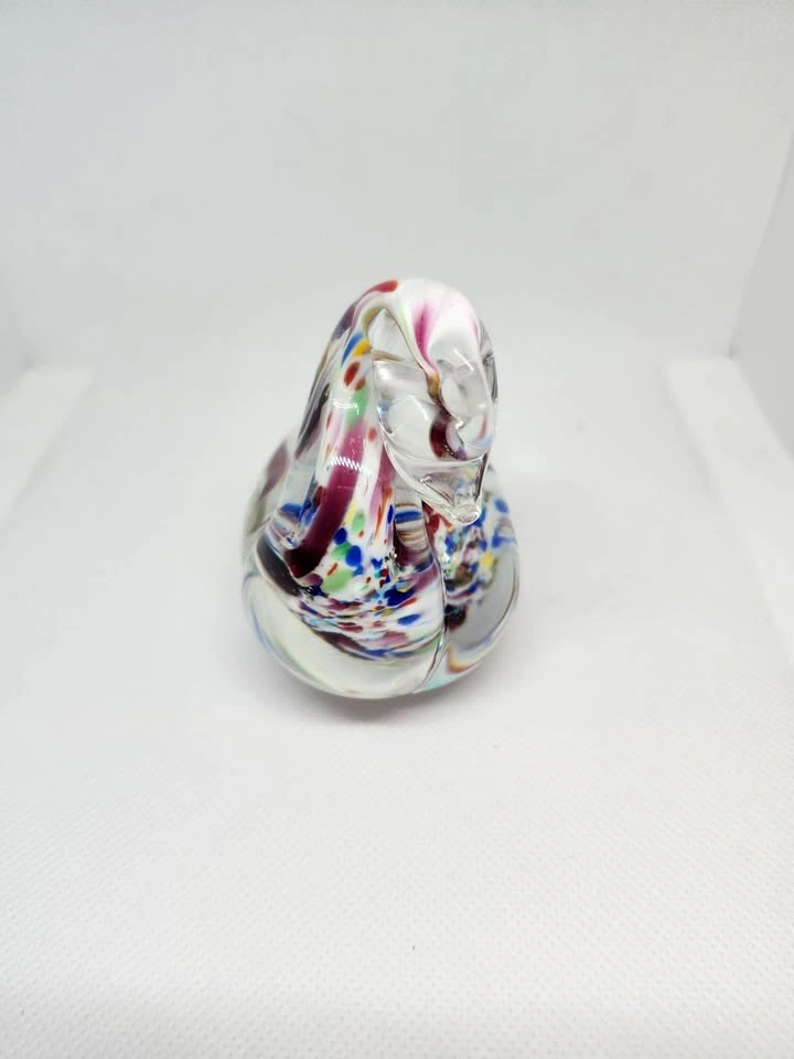 Vintage Hand Blown Clear Glass Swan Paperweight Decor - photo 5