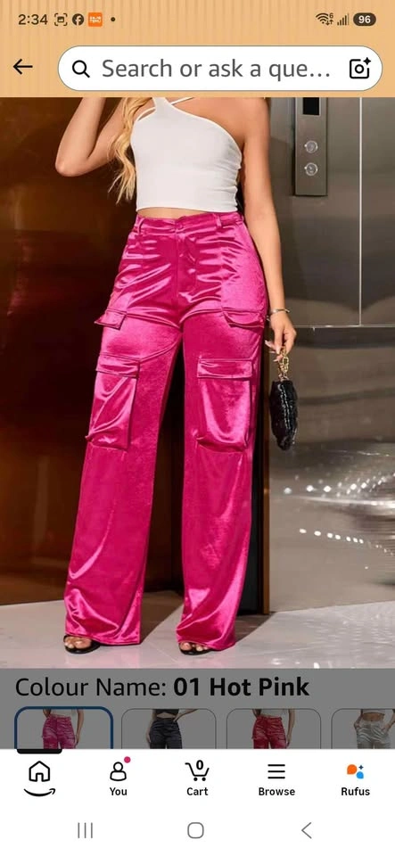 Hot & Delicious Alicia DiMichele Pink Satin Cargo Pant Set - photo 5