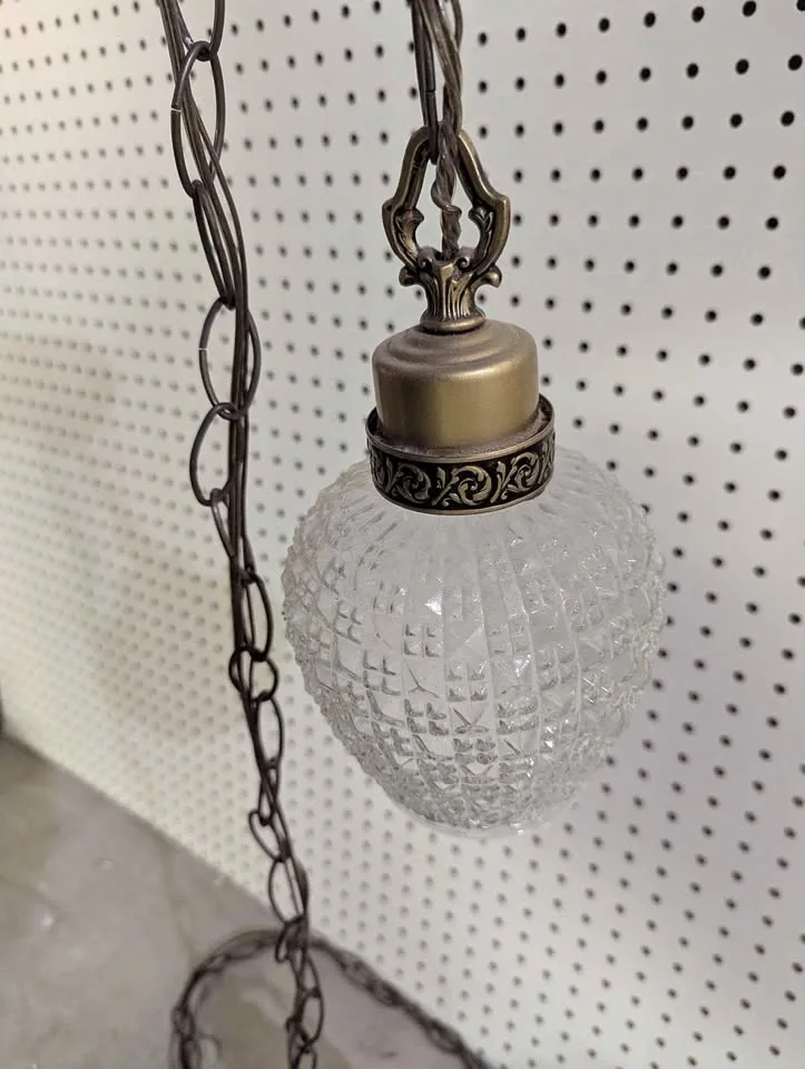Double Swag Lamp with Cut Glass Globes