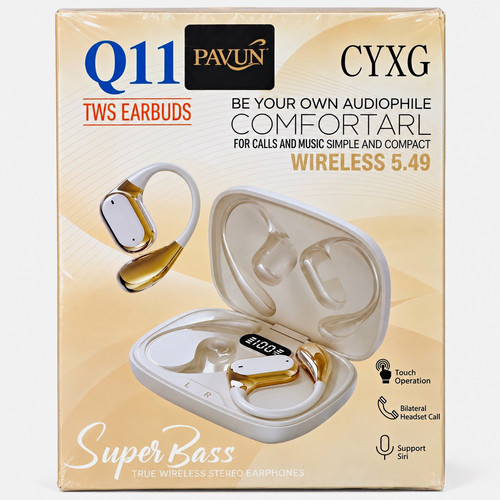 PAVUN Q11 Bluetooth TWS In-Ear Earbuds, Touch, ENC, Siri, LED Di