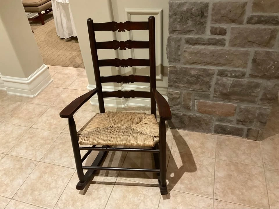 Ladderback Rocking Chair With Woven Rush Seat - photo 2
