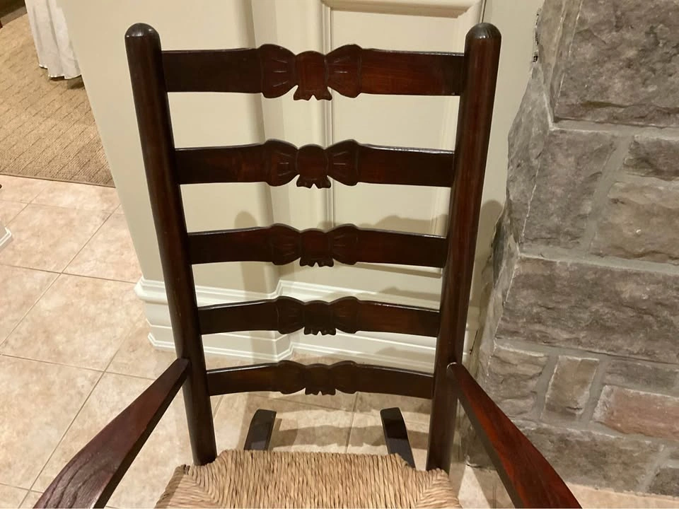Ladderback Rocking Chair With Woven Rush Seat - photo 3