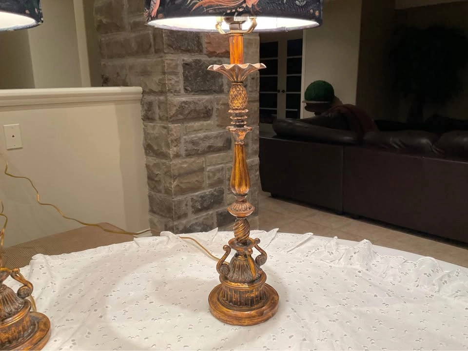 Buffet Lamps PAIR VTG 1990’s Gold Bronze Finish - photo 3