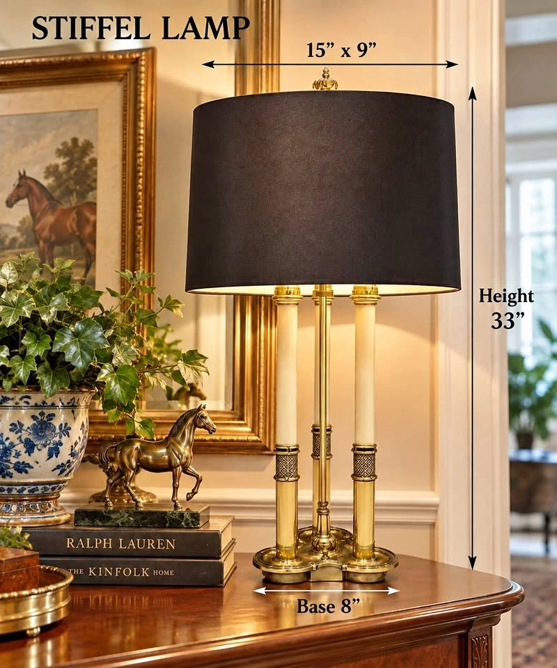 STIFFEL Vintage BRASS Bouillotte Table Lamp Adjustable Tole