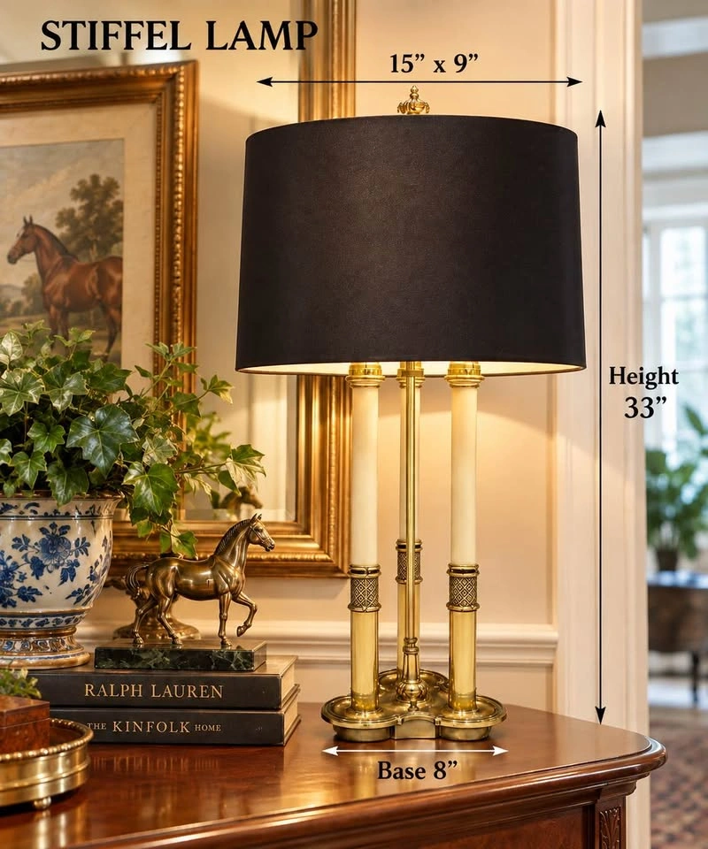 STIFFEL Vintage BRASS Bouillotte Table Lamp Adjustable Tole - photo 2