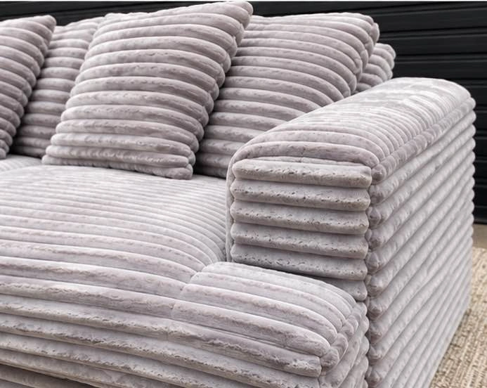 Oversized Grey Corduroy Deep Seated Sofa - photo 3