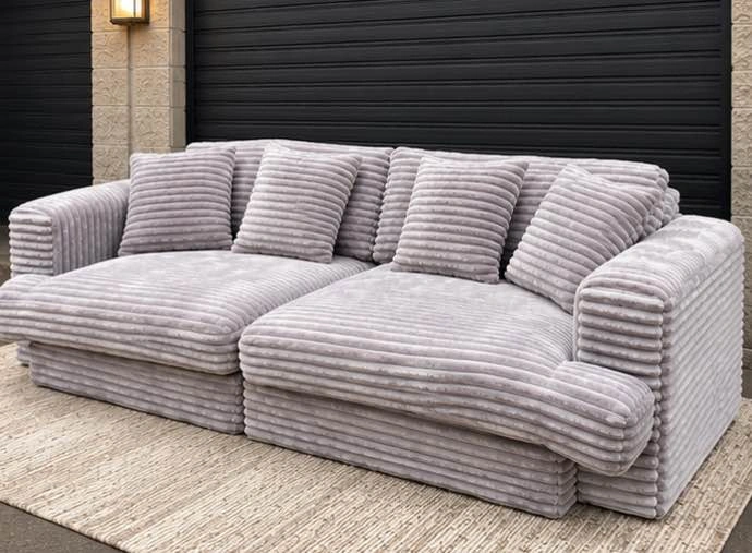 Oversized Grey Corduroy Deep Seated Sofa - photo 5