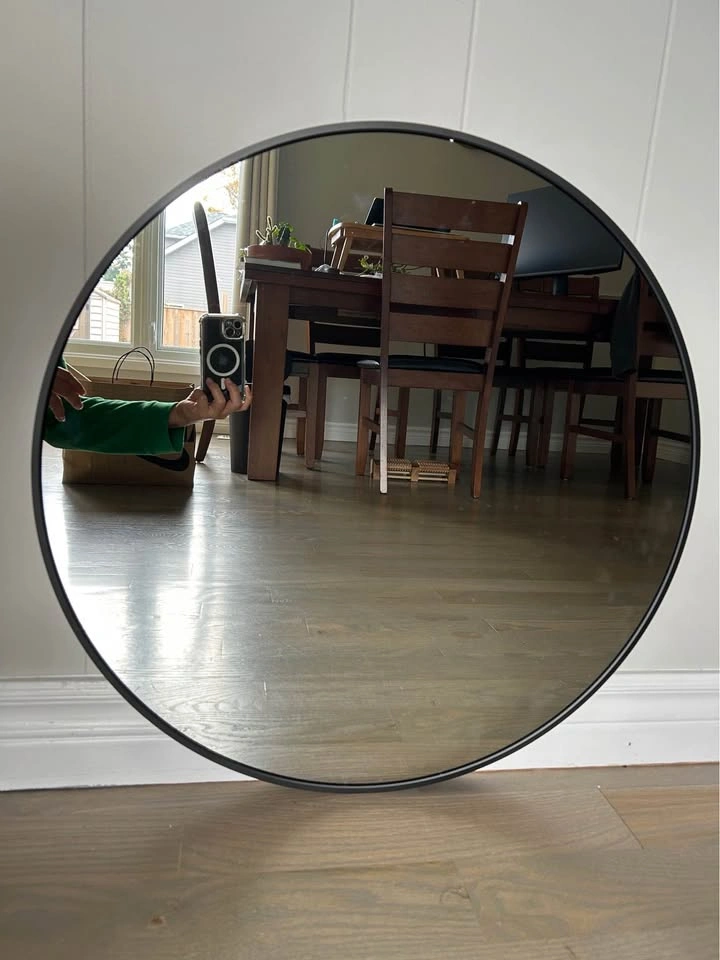 24” black mirror with metal frame - photo 3