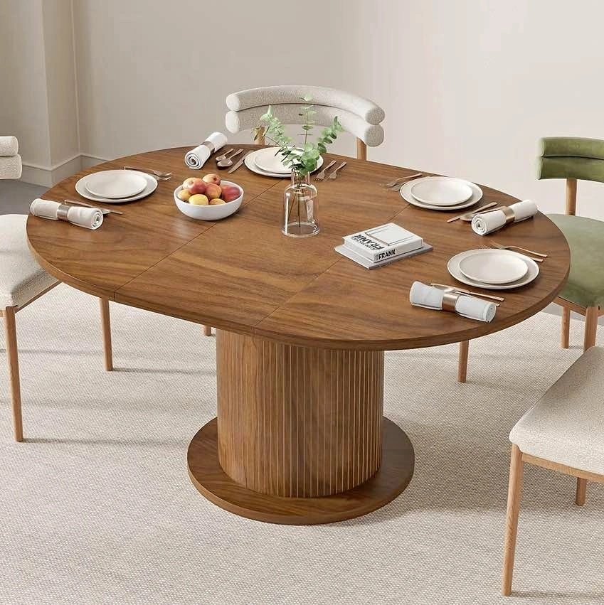 Extendable Walnut Pedestal Dining Table