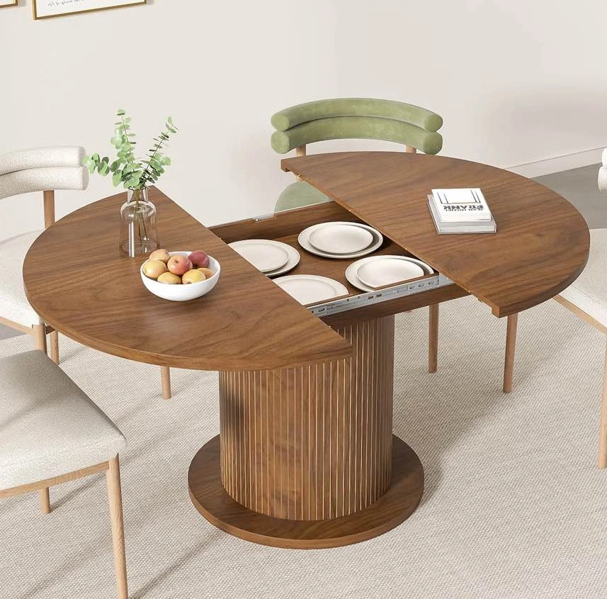 Extendable Walnut Pedestal Dining Table - photo 2