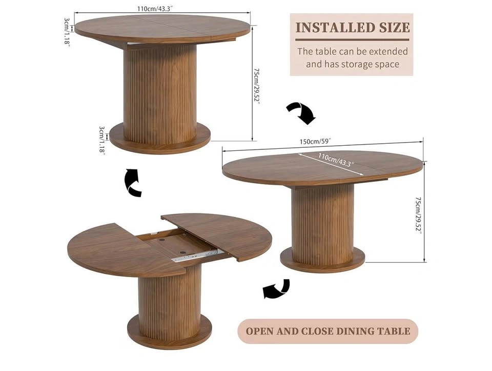 Extendable Walnut Pedestal Dining Table - photo 3