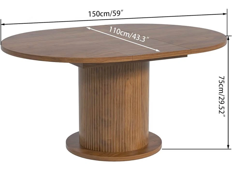 Extendable Walnut Pedestal Dining Table - photo 5