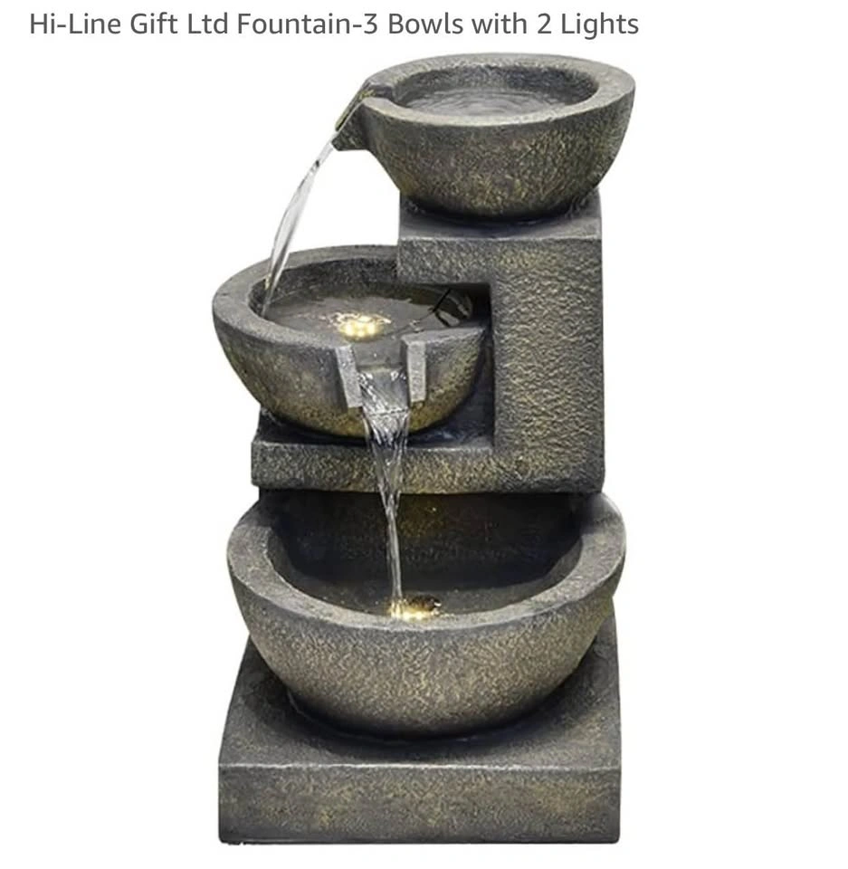 Hi-Line Gift Ltd Fountain-3 Bowls with 2 Lights - photo 2