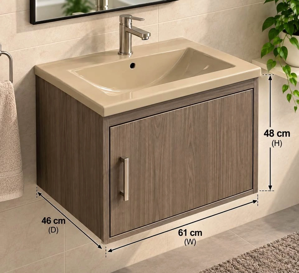 Wall-Mounted Bathroom Vanity with Sink – Modern Wood Finish - photo 2
