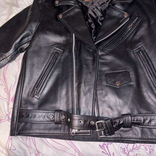 mens Leather Jacket Black Classic Biker - photo 2