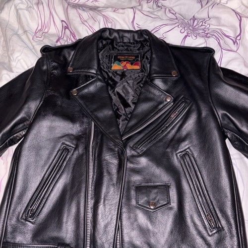 mens Leather Jacket Black Classic Biker - photo 4