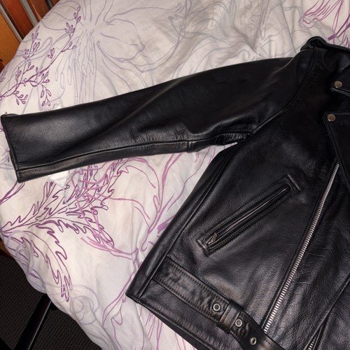 mens Leather Jacket Black Classic Biker - photo 5