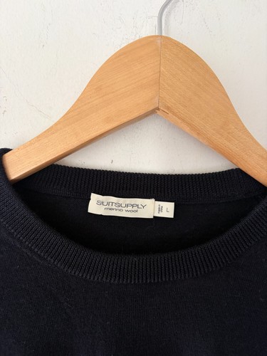 Suitsupply Merino Wool Crew Neck Black Sweater Size M - photo 3