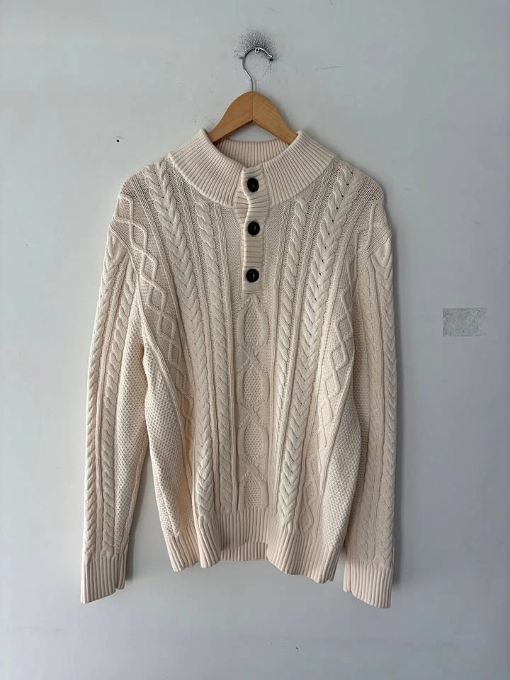 LL Bean Mens Organic Cotton Fisherman Sweater Size M