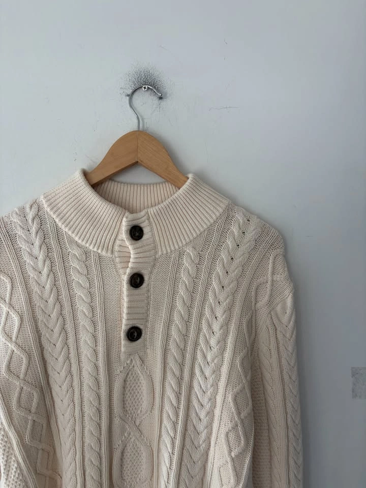 LL Bean Mens Organic Cotton Fisherman Sweater Size M - photo 2