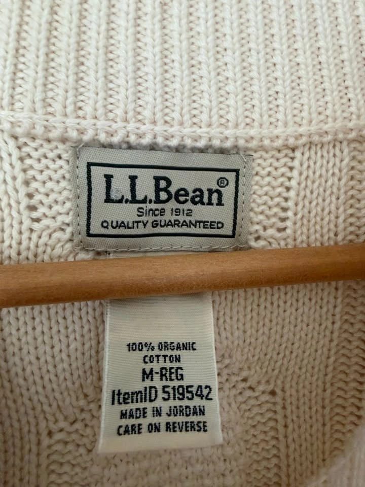 LL Bean Mens Organic Cotton Fisherman Sweater Size M - photo 3