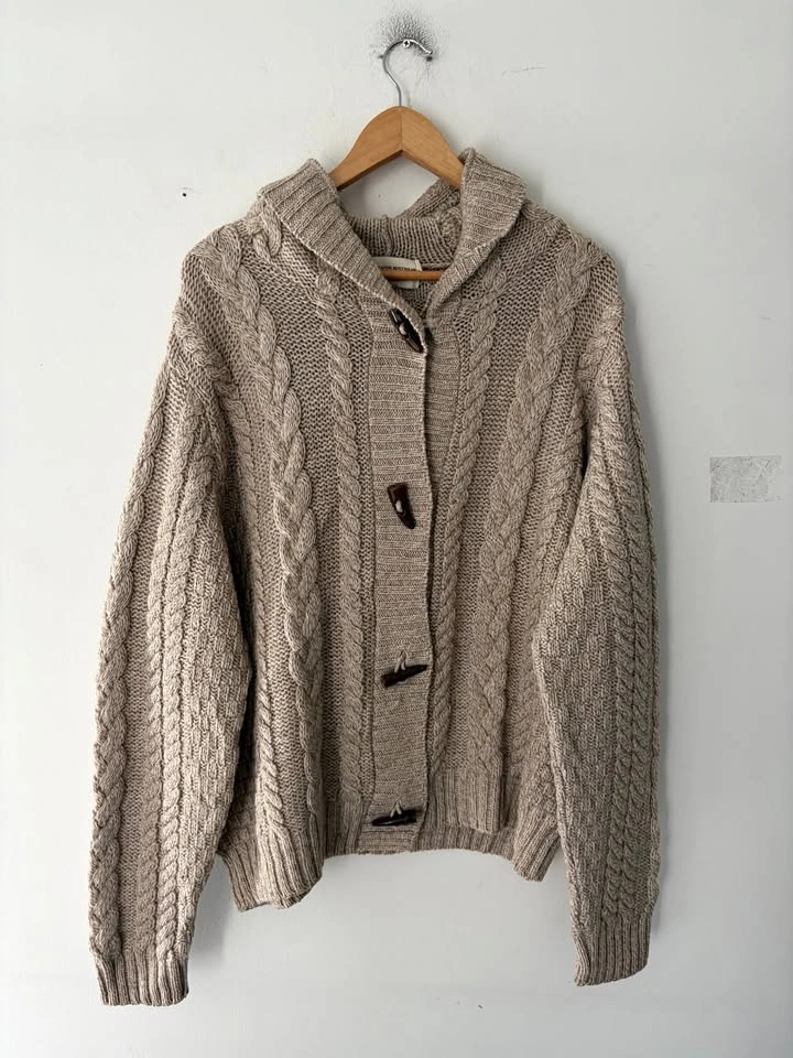 Aran Islands Knitwear Mens Wool Toggle Fisherman Sweater Cardiga
