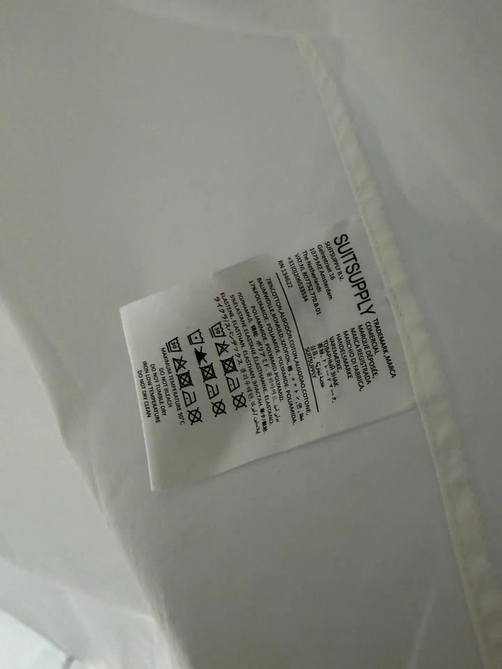 Suitsupply Cotton Stretch Button Up Classic White Shirt Size 16. - photo 5