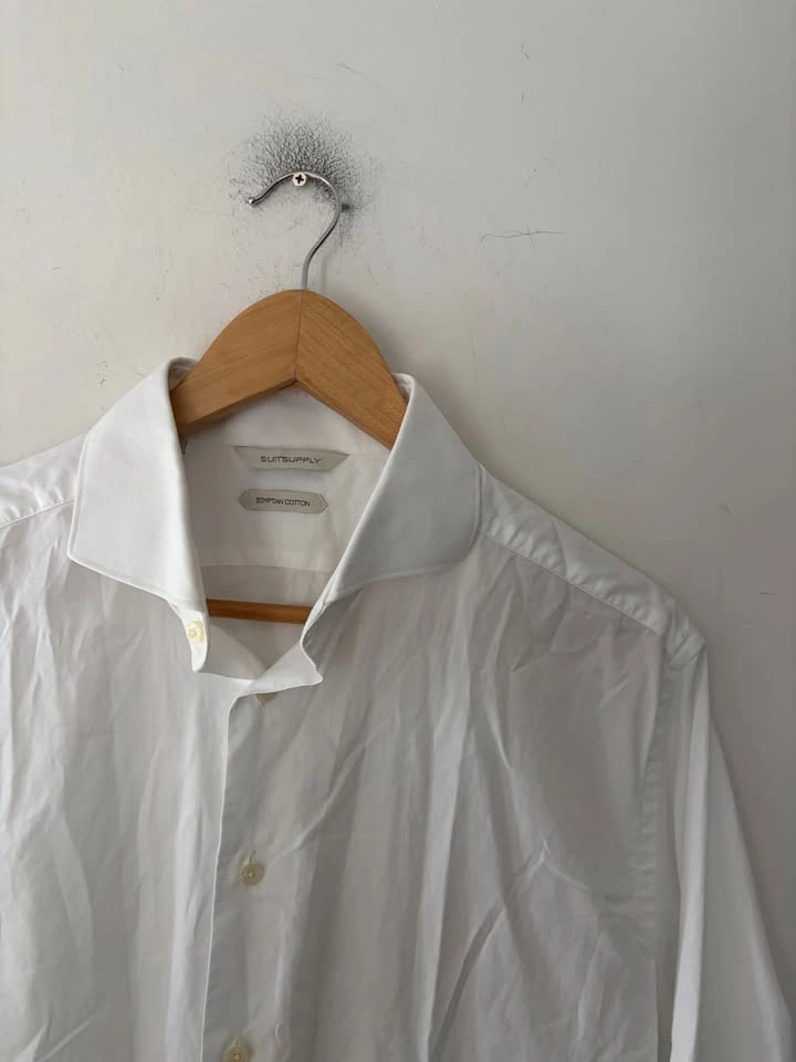 Suitsupply Egyptian Cotton Button Up Classic White Shirt Size 16 - photo 2