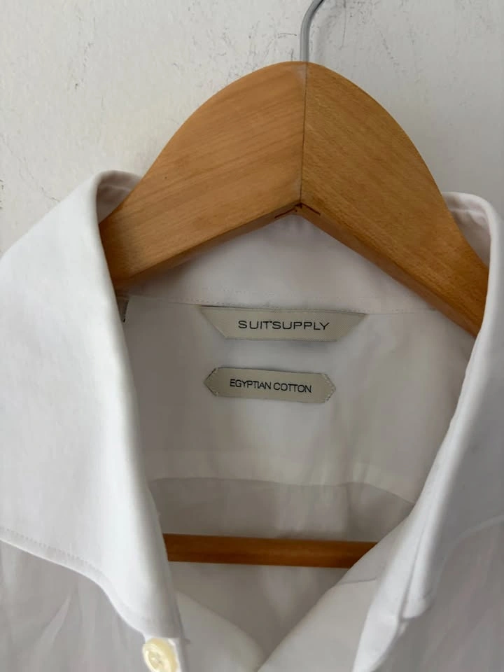 Suitsupply Egyptian Cotton Button Up Classic White Shirt Size 16 - photo 3