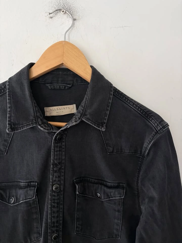 AllSaints Black Denim Western Shirt Size M - photo 2