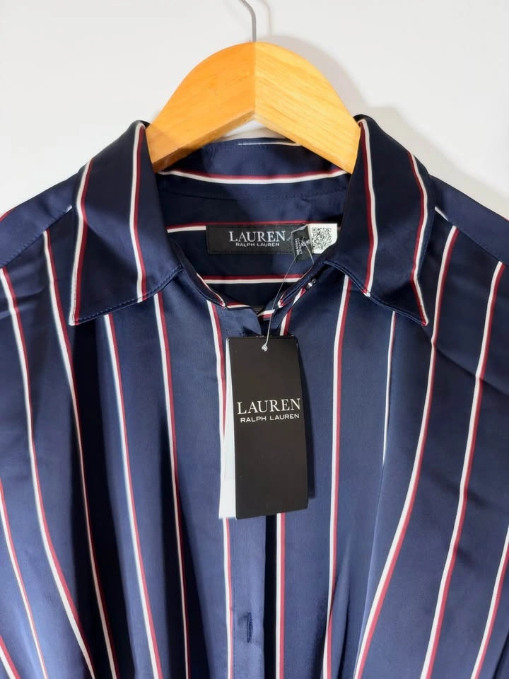 Lauren Ralph Lauren Deep Blue Satin Shirt Dress - photo 2
