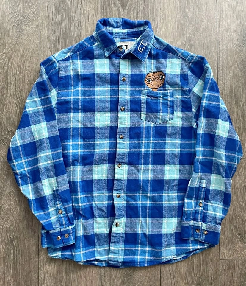 Cakeworthy ET Phone Home + Star Wars Plaid Flannel Shirt XL