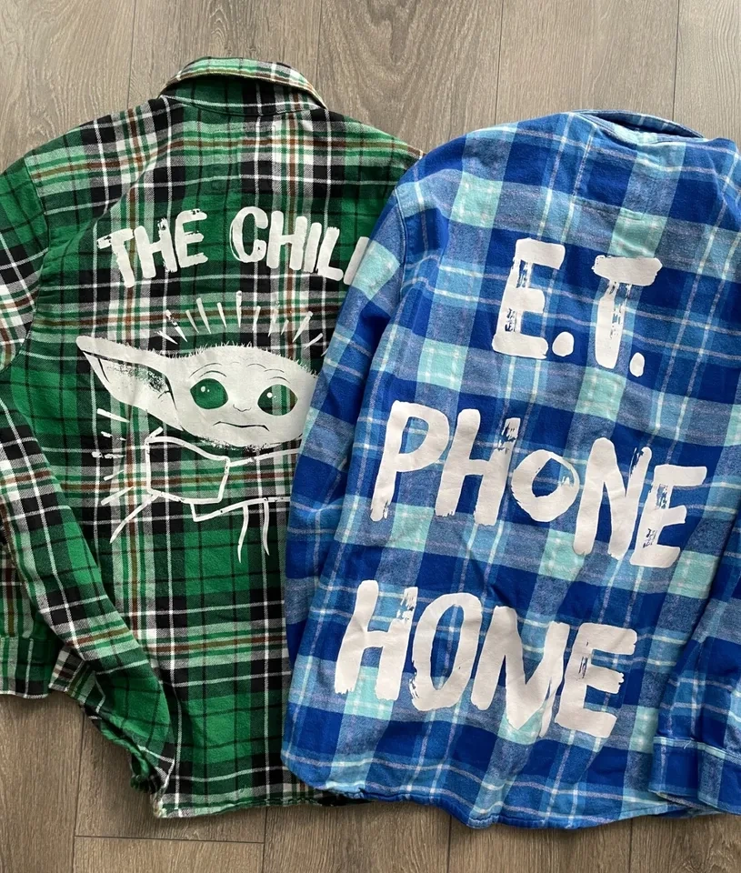 Cakeworthy ET Phone Home + Star Wars Plaid Flannel Shirt XL - photo 2