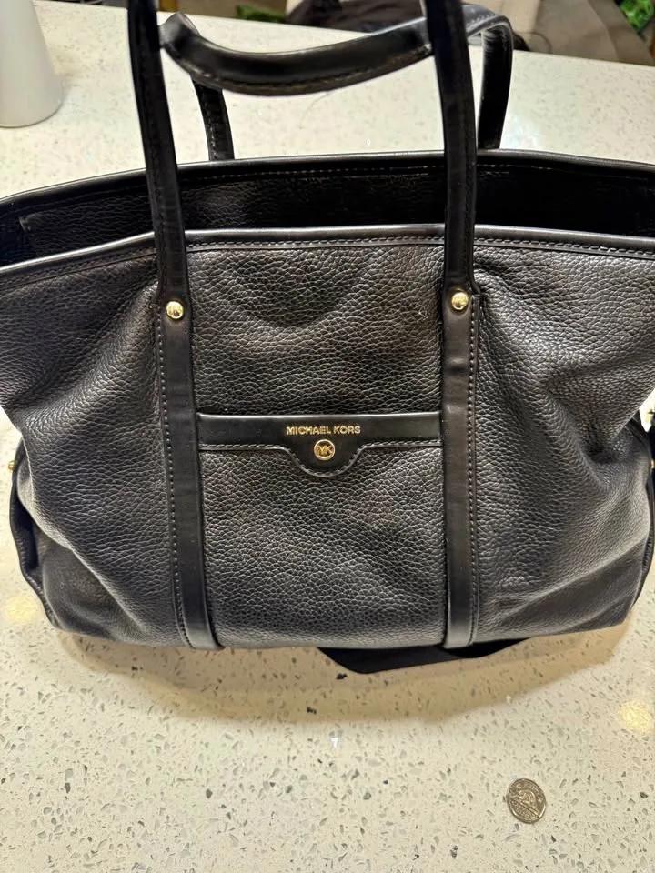 Michael Kors Black Pebbled Leather Tote Bag thumbnail