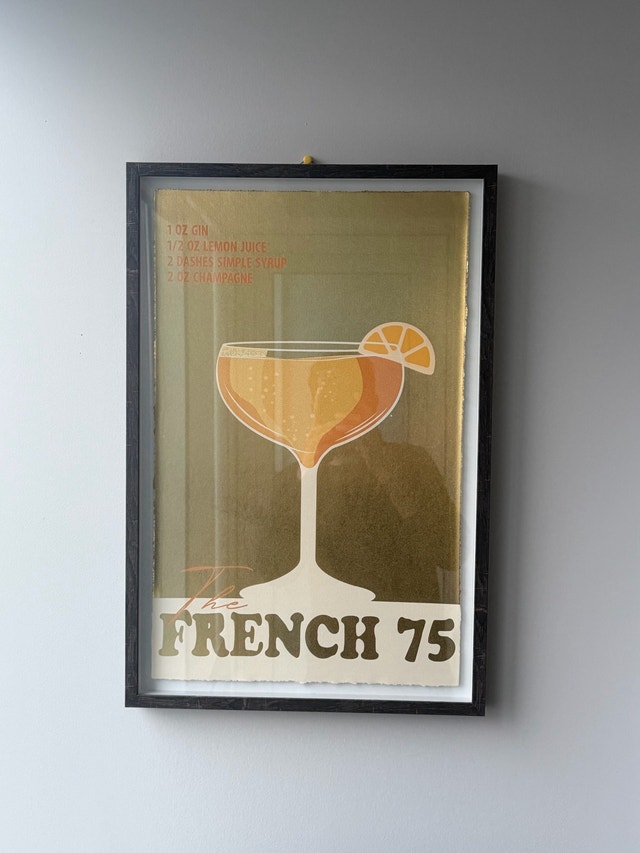 Framed "French 75" Cocktail Art – Bar/Kitchen Wall Decor Art - photo 2