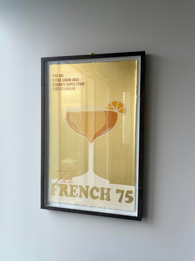 Framed "French 75" Cocktail Art – Bar/Kitchen Wall Decor Art - photo 4