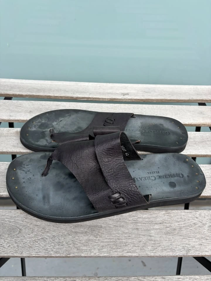 Officine Creative Black Leather Thong Slide Sandal Mens Size 43 - photo 3
