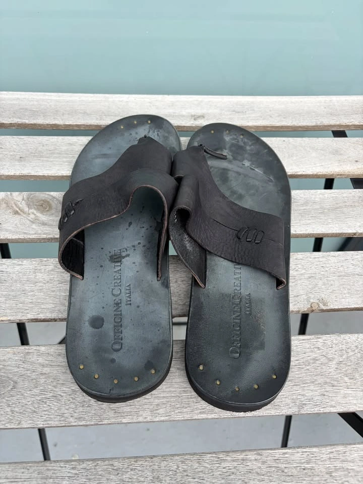 Officine Creative Black Leather Thong Slide Sandal Mens Size 43 - photo 4