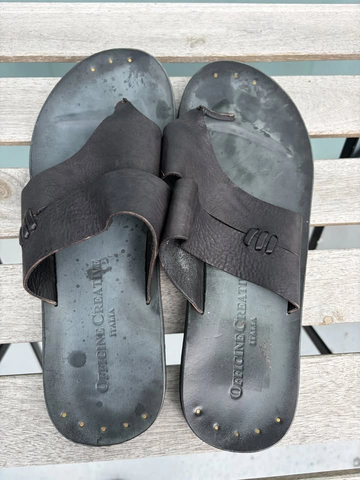 Officine Creative Black Leather Thong Slide Sandal Mens Size 43 - photo 5