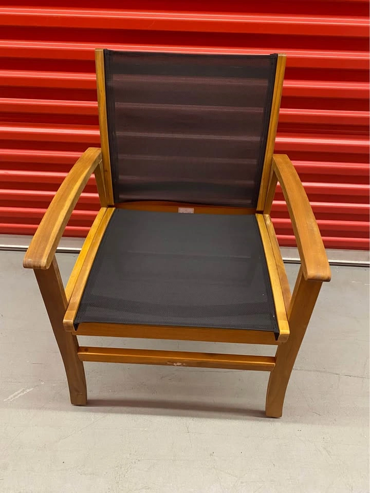 2 Teak and Mesh Outdoor Armchairs - photo 4