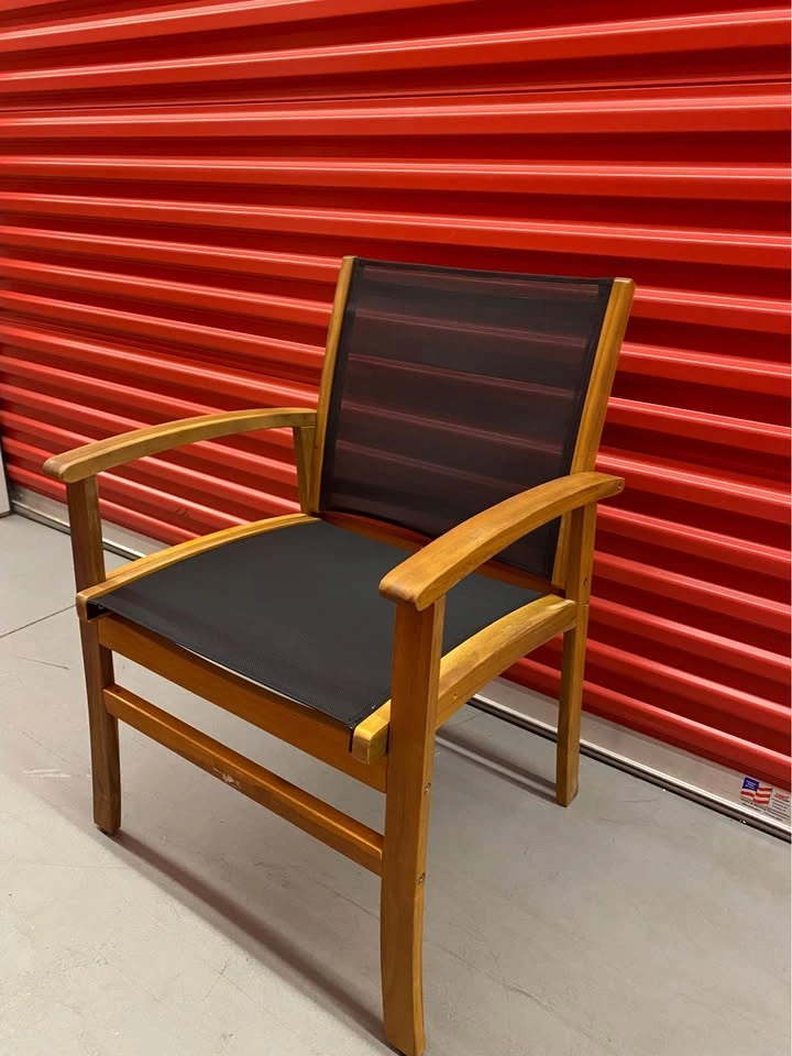 2 Teak and Mesh Outdoor Armchairs - photo 5