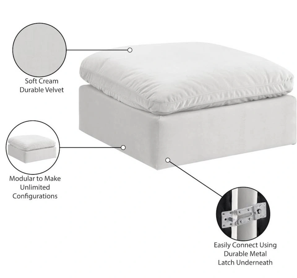 White Velvet Ottoman - Liquidation - photo 2