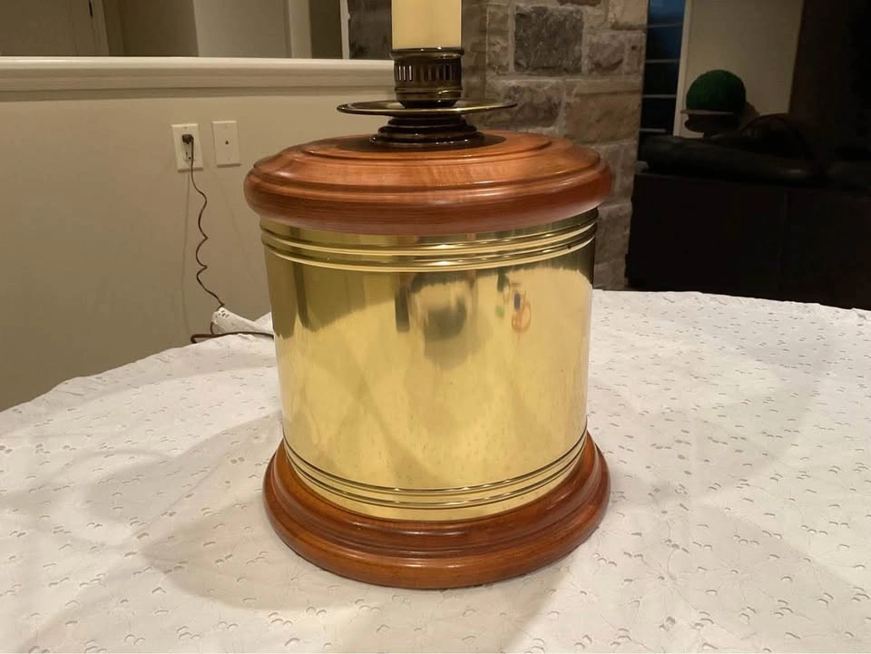 Brass Table Lamp Vintage Classic Canister - photo 3