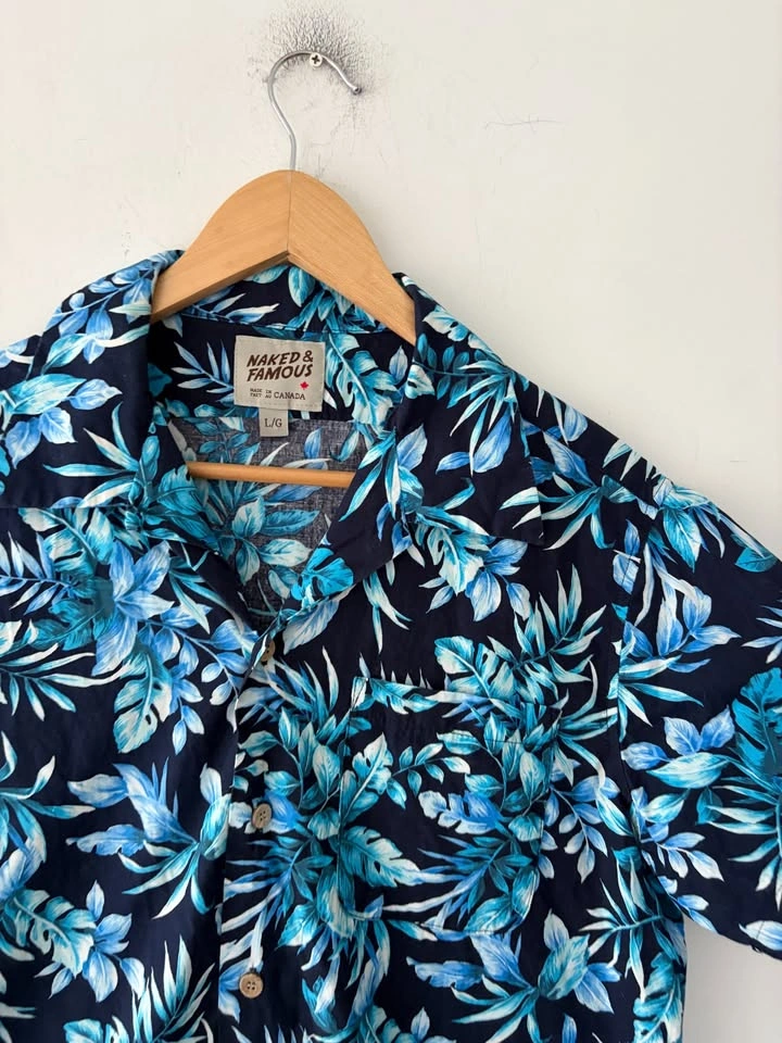 Naked & Famous Floral Short Sleeve Aloha Shirt Size L - photo 2