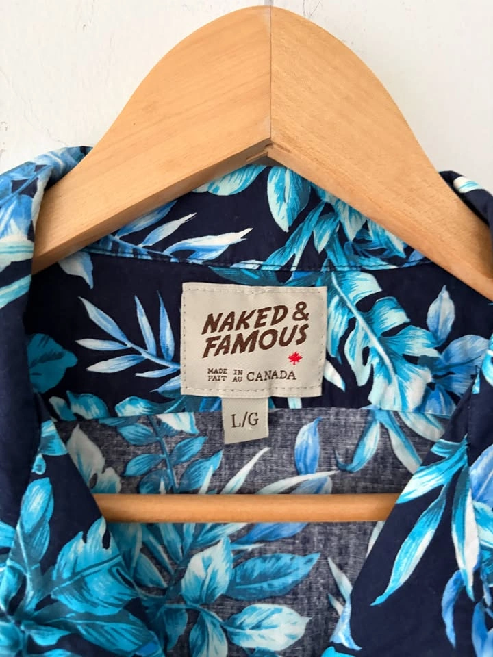Naked & Famous Floral Short Sleeve Aloha Shirt Size L - photo 3