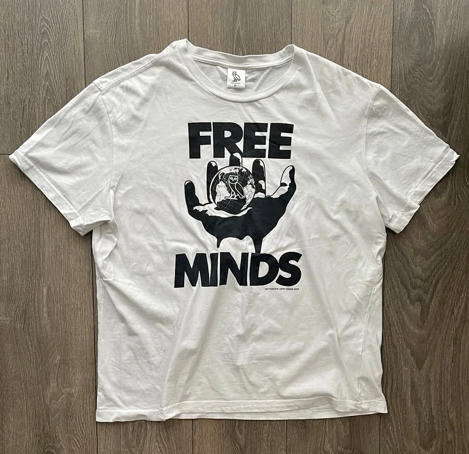 OVO Free Minds White T-shirt Size XL