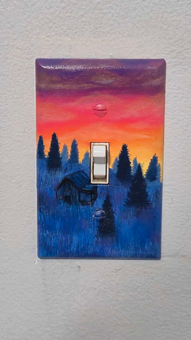 Original Hand Painted Wall Switch Plate - photo 2